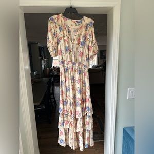 Spell white floral maxi dress.  Size large.